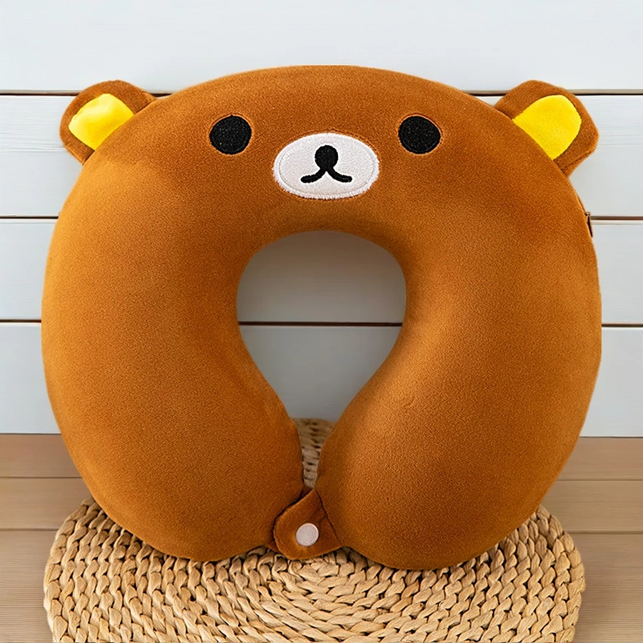 หมอนรองคอรูปตัวยู ลายการ์ตูน - ริลัคคุมะ